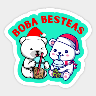 Christmas Boba bear cute bear loves Boba tea Sticker